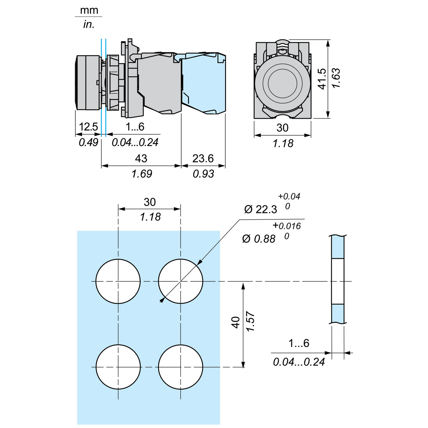 PUSHBUTTON WITH INDICATOR YELLOW